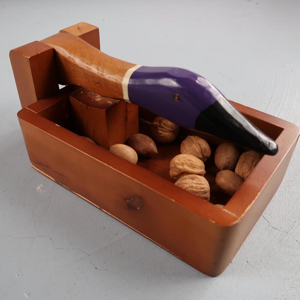 VTG Canadian Goose Duck Nut Cracker Bowl Wooden Shell Cracker Hand Painted Broke